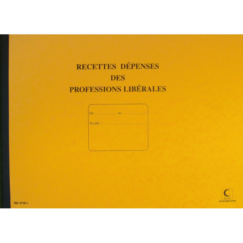ELVE cahier de caisse recettes/dépenses professions libérales, blanc, 270×370 mm, 80 pages, 100 g/m²